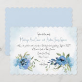 Dusty Blue Romance Floral Waterverf Kaart (Voorkant / Achterkant)