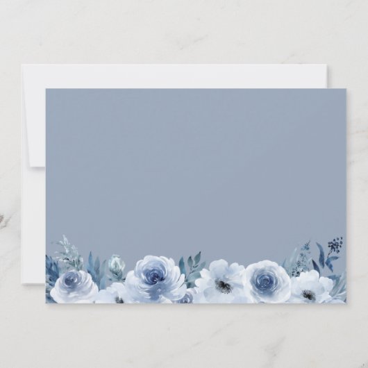 Dusty Blue Romantic Boho Floral Wedding Save The Date (Achterkant)