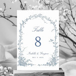 Dusty Blue Romantic Botanical Arch Garden Wedding Kaart<br><div class="desc">This wedding table number features an arched trellis adorned with florals,  botanical foliage,  and a small bird. For more advanced customization of this design,  please click the BLUE DESIGN TOOL BUTTON above!  Matching items are also available.</div>