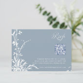 Dusty Blue Romantic Botanical Arch Garden Wedding RSVP Kaartje (Staand voorkant)