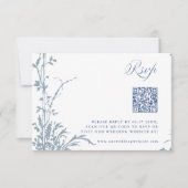 Dusty Blue Romantic Botanical Arch Garden Wedding RSVP Kaartje (Voorkant)