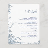 Dusty Blue Romantic Floral Garden Wedding Details Informatiekaartje (Voorkant)