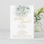 Dusty blue romantic floral gold calligraphy kaart (Staand voorkant)