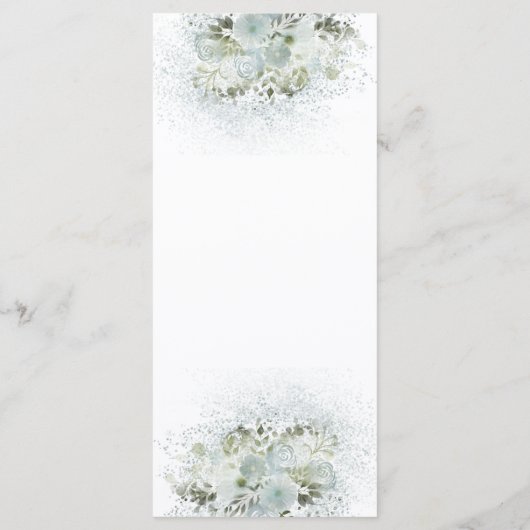 Dusty blue romantic floral gold calligraphy menu (Achterkant)