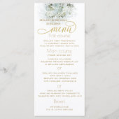 Dusty blue romantic floral gold calligraphy menu (Voorkant)