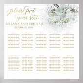 Dusty blue romantic floral gold calligraphy poster (Voorkant)