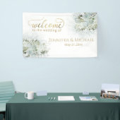 Dusty blue romantic floral gold calligraphy spandoek (Beurs)