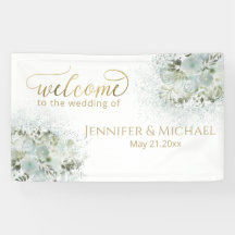 Dusty blue romantic floral gold calligraphy