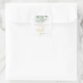 Dusty blue romantic floral gold calligraphy vierkante sticker (Tas)