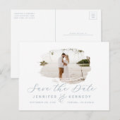 Dusty Blue Romantic geborsteld Lijst bewaart de da Briefkaart (Voorkant / Achterkant)