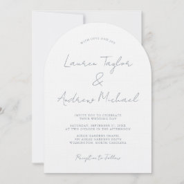 Dusty Blue Romantic Modern Arch Wedding Invitation Kaart