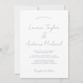 Dusty Blue Romantic Modern Wedding Invitation Kaart (Voorkant)