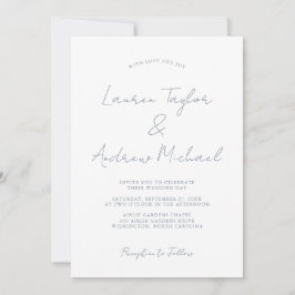 Dusty Blue Romantic Modern Wedding Invitation Kaart