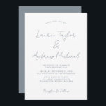 Dusty Blue Romantic Modern Wedding Invitation Kaart<br><div class="desc">Mooie,  elegante en eenvoudige,  stoffige blauwe romantische huwelijksuitnodiging. Volledig aanpasbaar met namen,  datums,  locatie en kleuren die overeenkomen met uw trouwthema.</div>