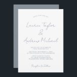 Dusty Blue Romantic Modern Wedding Invitation Kaart<br><div class="desc">Mooie,  elegante en eenvoudige,  stoffige blauwe romantische huwelijksuitnodiging. Volledig aanpasbaar met namen,  datums,  locatie en kleuren die overeenkomen met uw trouwthema.</div>