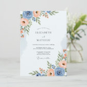 Dusty Blue Romantic Spring Wedding Kaart (Staand voorkant)