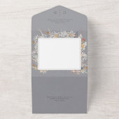 Dusty Blue  Romantic Wildflower No Dinner All In One Uitnodiging (Buitenkant)