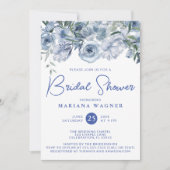 Dusty Blue Romantisch Bloemen Vrijgezellenfeest Kaart (Voorkant)