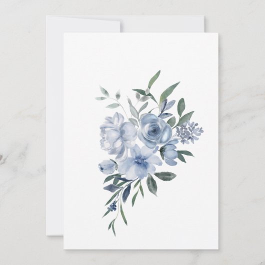 Dusty Blue Romantisch Bloemen Vrijgezellenfeest Kaart (Achterkant)