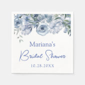 Dusty Blue Romantisch Bloemen Vrijgezellenfeest Servet (Voorkant)