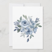 Dusty Blue Romantische Floral Krans Bruiloft Kaart (Achterkant)