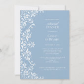 Dusty Blue Romantische repetitie Dinner Invitation Kaart (Voorkant)