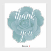 Dusty Blue Roos Bedankt Bericht Floral Wedding Sticker (Vel)