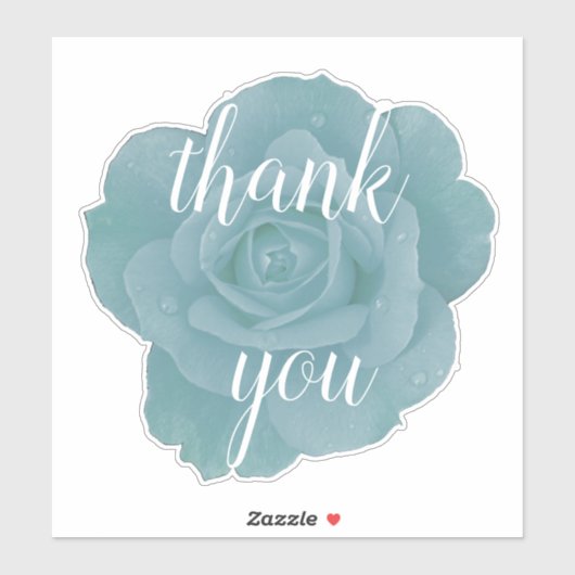 Dusty Blue Roos Bedankt Bericht Floral Wedding Sticker (Vel)