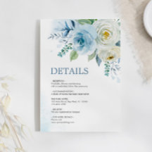 Dusty Blue Roos Bloemen Details Behuizing Kaart