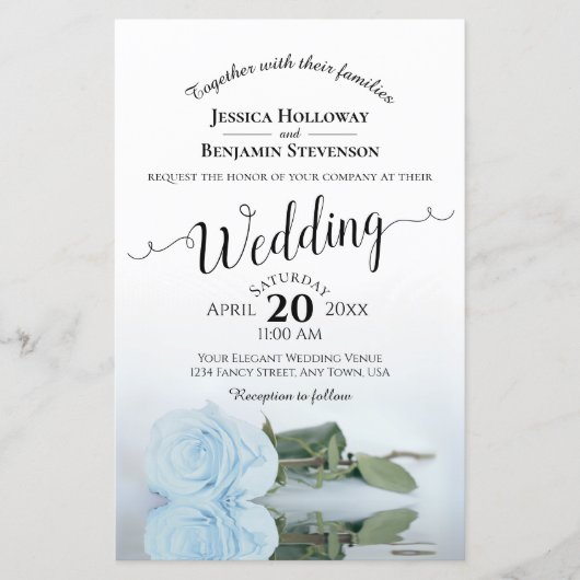 Dusty Blue Roos Chic BUDGET Weddenschap (Voorkant)