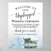 Dusty Blue Roos Chic Unplugged Wedding Ceremony Poster (Voorkant)