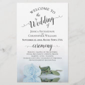 Dusty Blue Roos Elegant Budget Wedding Programme (Voorkant)