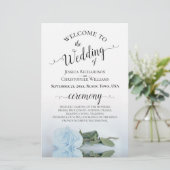 Dusty Blue Roos Elegant Budget Wedding Programme (Staand voorkant)