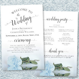 Dusty Blue Roos Elegant Budget Wedding Programme