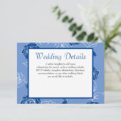 Dusty Blue Roos Elegant White Grey Floral Wedding Informatiekaartje (Staand voorkant)