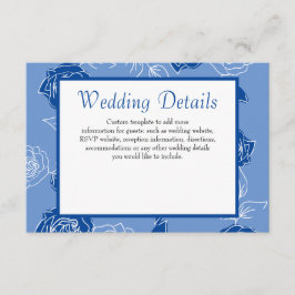 Dusty Blue Roos Elegant White Grey Floral Wedding Informatiekaartje