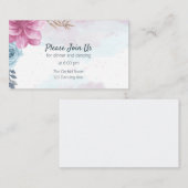 Dusty Blue Roos en roze Floral Informatiekaartje (Voorkant / Achterkant)