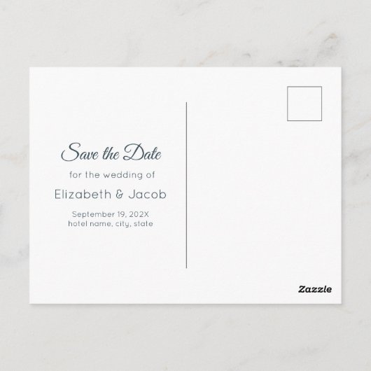 Dusty Blue Roos en Roze Floral Save the Date Briefkaart (Achterkant)