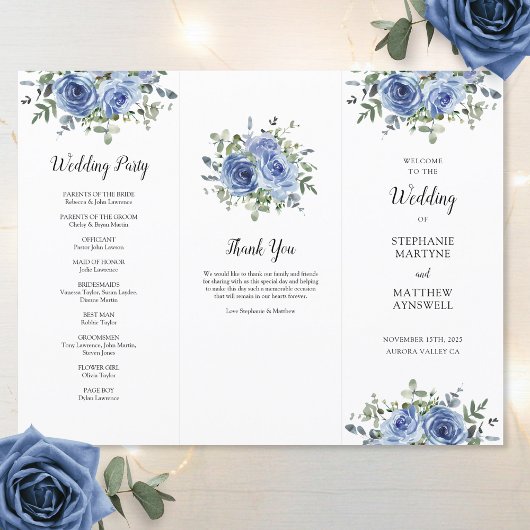 Dusty Blue Roos Eucalyptus Order of Service