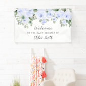 Dusty Blue Roos Floral Baby shower Welcome Spandoek (Insitu)