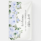 Dusty Blue Roos Floral Baby shower Welcome Spandoek (Verticaal)