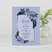 Dusty Blue Roos Floral Bridal Brunch Kaart (Staand voorkant)