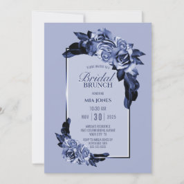 Dusty Blue Roos Floral Bridal Brunch Kaart