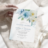 Dusty Blue Roos Floral Couples Shower Invitation Kaart