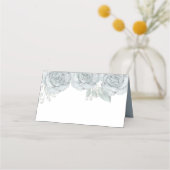 Dusty Blue Roos Floral Elegant Waterverf Blank Plaatskaartje (Achterkant)