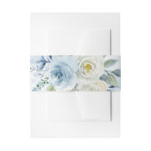 Dusty Blue Roos Floral Invitation Belly Band Uitnodigingen Wikkel (Voorkant Voorbeeld)