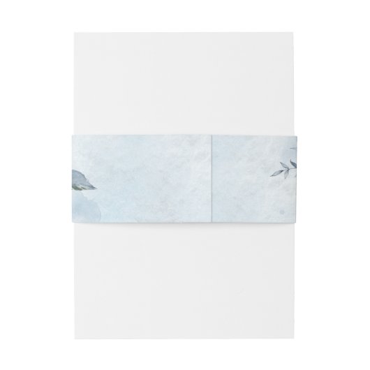 Dusty Blue Roos Floral Invitation Belly Band Uitnodigingen Wikkel (Achterkant Voorbeeld)