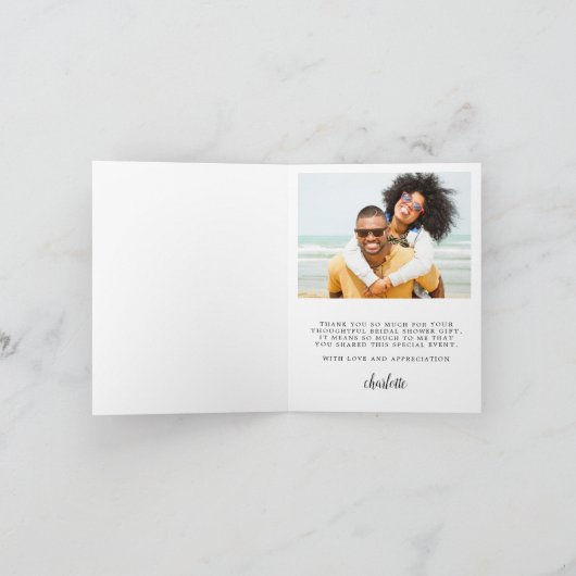 Dusty Blue Roos Floral Vrijgezellenfeest Foto Bedankkaart (Binnen)