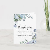 Dusty Blue Roos Floral Vrijgezellenfeest Foto Bedankkaart (Voorkant)