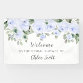 Dusty Blue Roos Floral Vrijgezellenfeest Welcome Spandoek (Horizontaal)